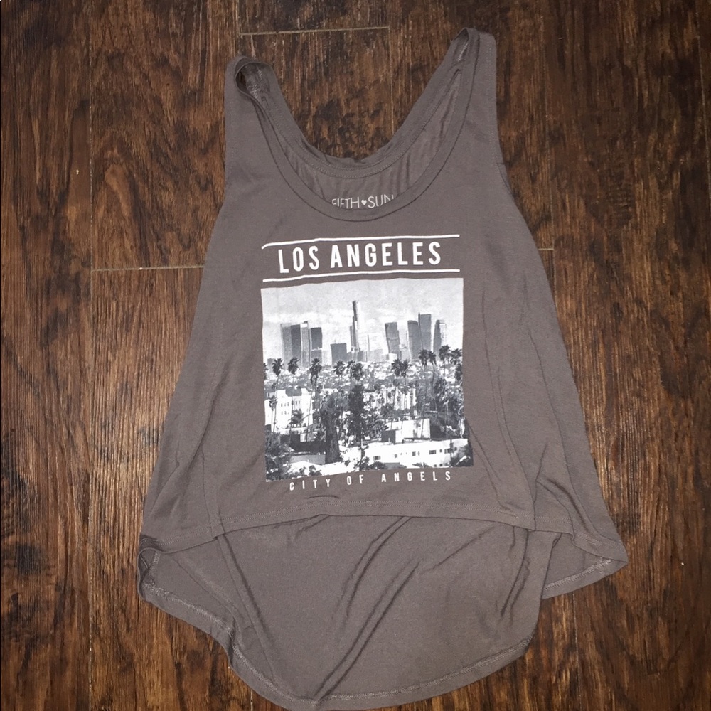 Grey, soft, high low LA tank top